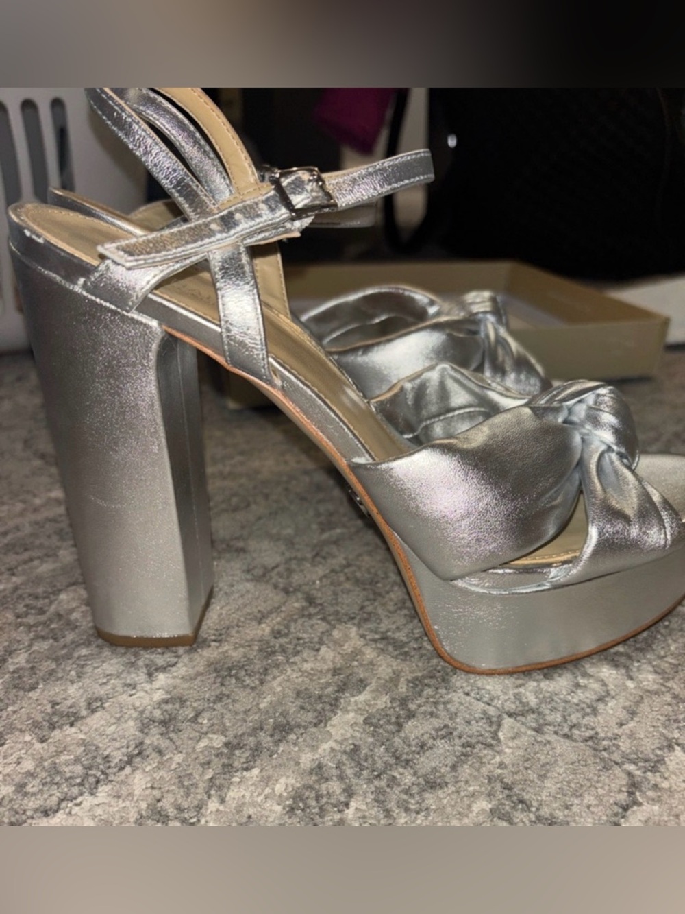Michael Kors Josie Platform Knot Sandal in silver